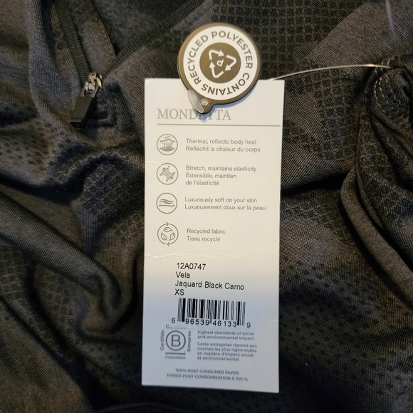 NWT MONDETTA Ladies XS Lightweight Reflective Black Grey Camouflage 1/4 Zip New - Picture 6 of 10